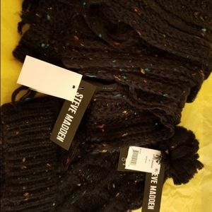 Nwt-Women's Steve Madden black speckled hat/sc